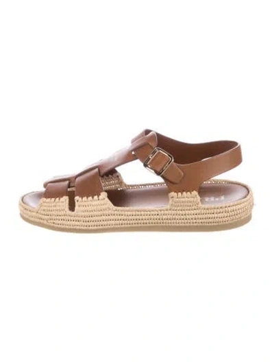 Pre-owned Prada Leather Espadrilles In Brown