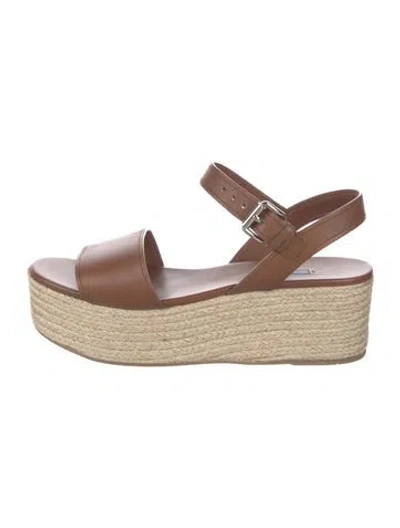 Pre-owned Prada Leather Espadrilles In Brown