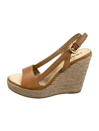 Pre-owned Prada Leather Espadrilles In Brown