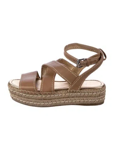 Pre-owned Prada Leather Espadrilles In Brown