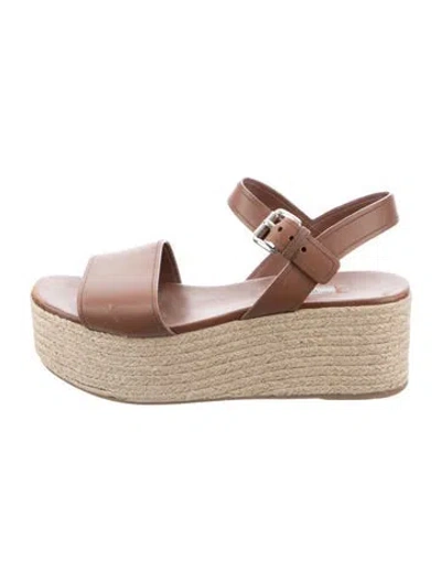 Pre-owned Prada Leather Espadrilles In Brown