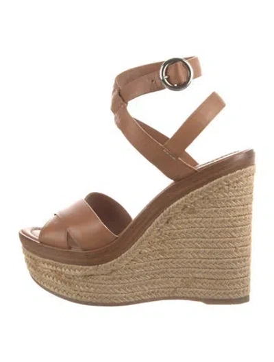 Pre-owned Prada Leather Espadrilles In Brown/neutrals