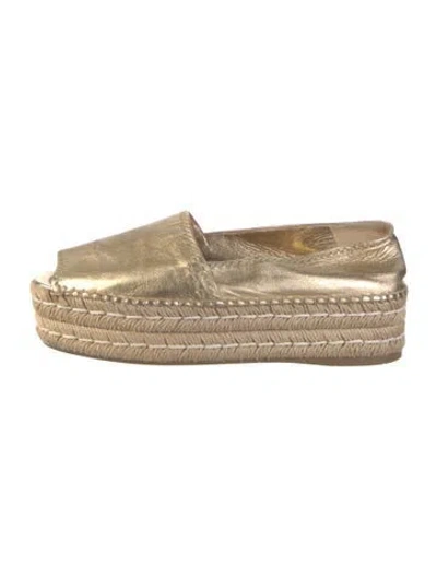 Pre-owned Prada Leather Espadrilles In Gold