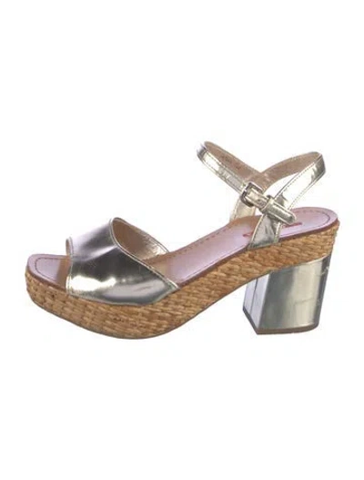 Pre-owned Prada Leather Espadrilles In Gold