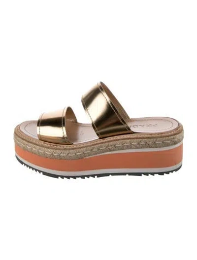 Pre-owned Prada Leather Espadrilles In Gold