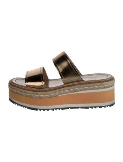 Pre-owned Prada Leather Espadrilles In Gold