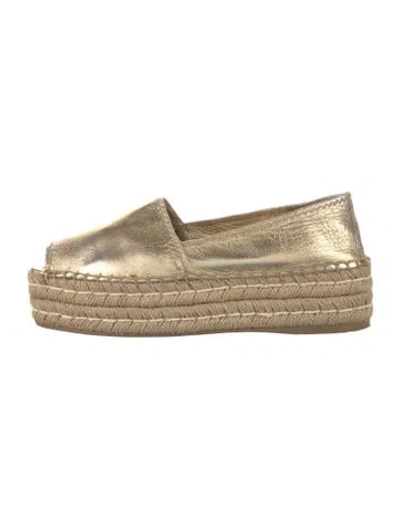 Pre-owned Prada Leather Espadrilles In Gold