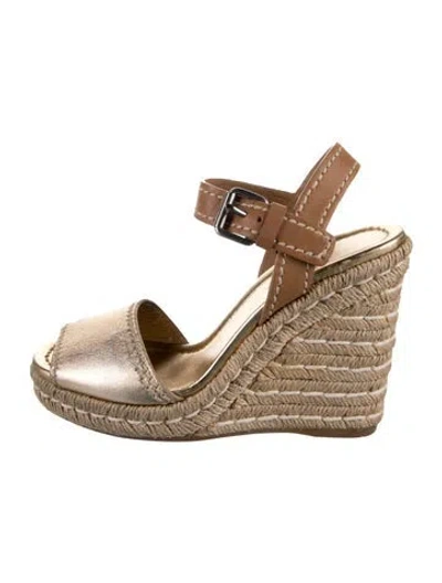 Pre-owned Prada Leather Espadrilles In Gold
