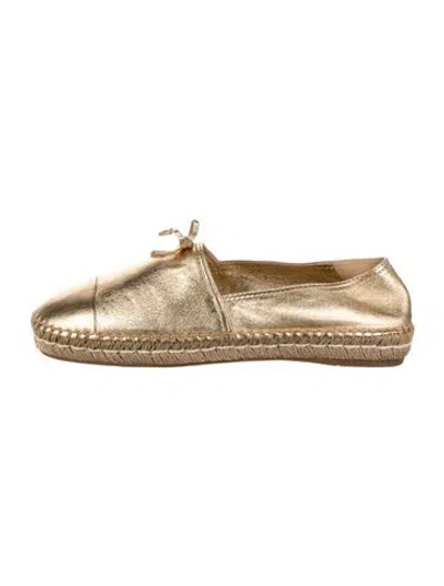 Pre-owned Prada Leather Espadrilles In Gold/metallic