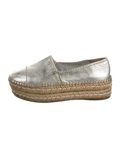 Pre-owned Prada Leather Espadrilles In Metallic