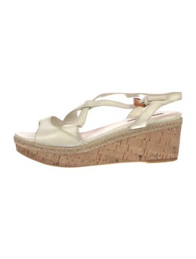 Pre-owned Prada Leather Espadrilles In Neutral
