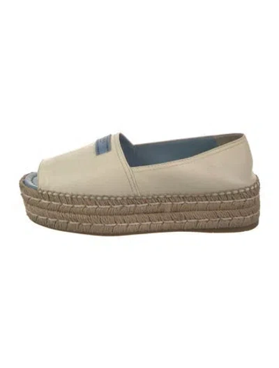 Pre-owned Prada Leather Espadrilles In Neutral