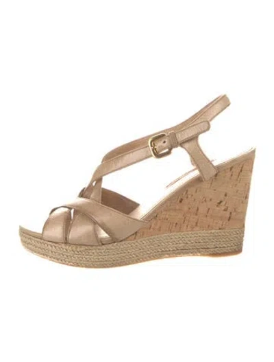 Pre-owned Prada Leather Espadrilles In Neutral