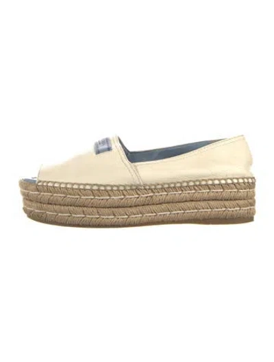 Pre-owned Prada Leather Espadrilles In Neutral