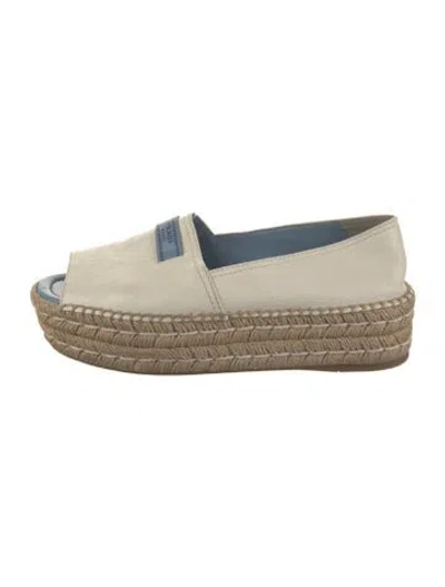 Pre-owned Prada Leather Espadrilles In Neutral