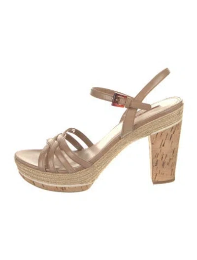 Pre-owned Prada Leather Espadrilles In Neutral
