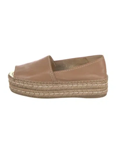 Pre-owned Prada Leather Espadrilles In Neutral