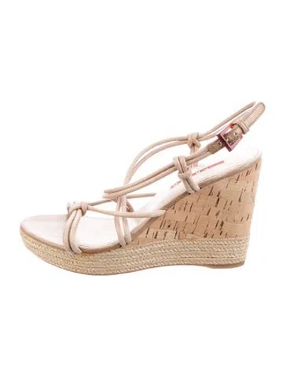 Pre-owned Prada Leather Espadrilles In Neutral