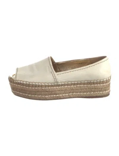 Pre-owned Prada Leather Espadrilles In Neutral
