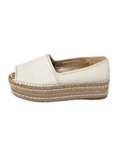 Pre-owned Prada Leather Espadrilles In Neutrals