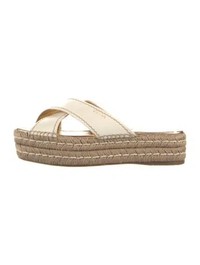 Pre-owned Prada Leather Espadrilles In Neutrals