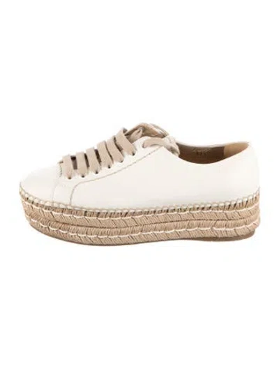 Pre-owned Prada Leather Espadrilles In Neutrals