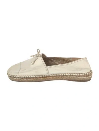Pre-owned Prada Leather Espadrilles In Neutrals