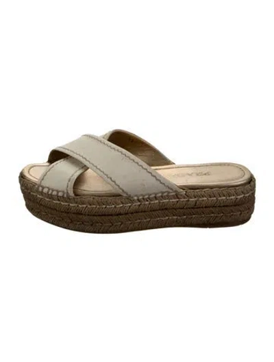 Pre-owned Prada Leather Espadrilles In Neutrals