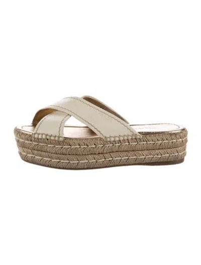 Pre-owned Prada Leather Espadrilles In Neutrals