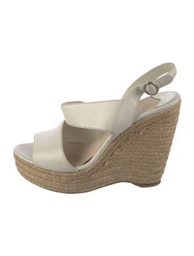 Pre-owned Prada Leather Espadrilles In Neutrals