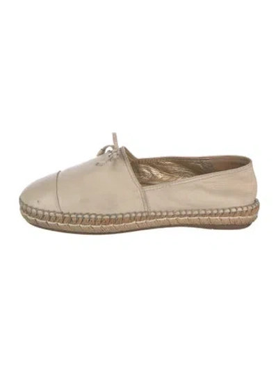 Pre-owned Prada Leather Espadrilles In Neutrals
