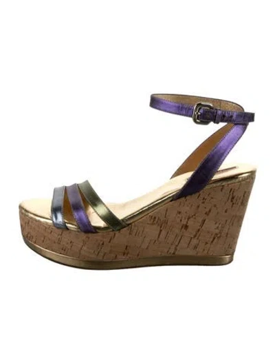 Pre-owned Prada Leather Espadrilles In Purple