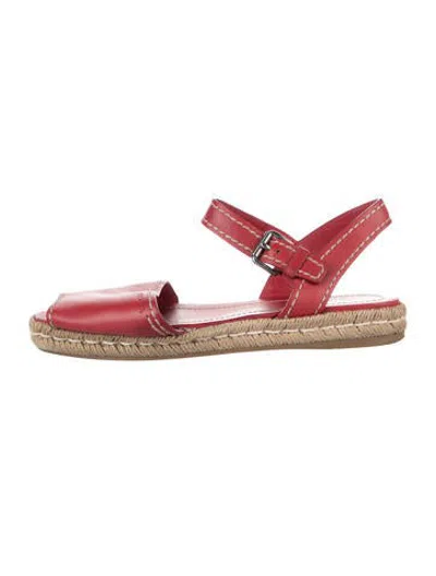 Pre-owned Prada Leather Espadrilles In Red