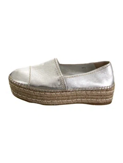 Pre-owned Prada Leather Espadrilles In Silver