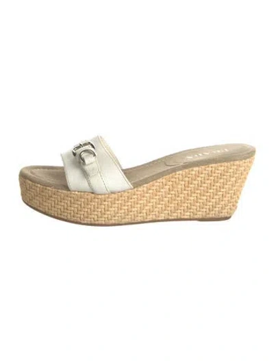 Pre-owned Prada Leather Espadrilles In White