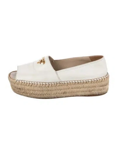 Pre-owned Prada Leather Espadrilles In White