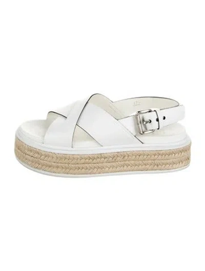Pre-owned Prada Leather Espadrilles In White