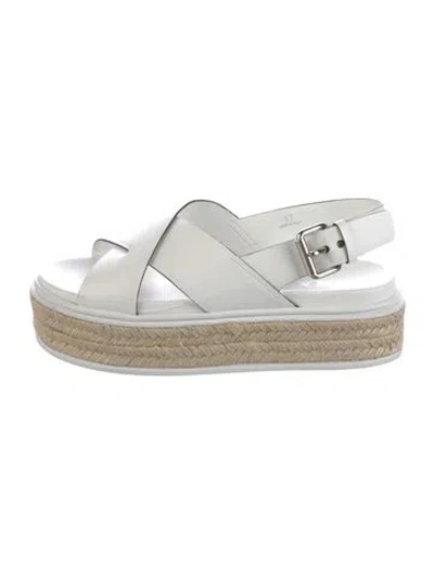 Pre-owned Prada Leather Espadrilles In White
