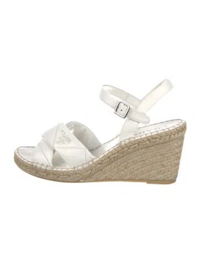 Pre-owned Prada Leather Espadrilles In White