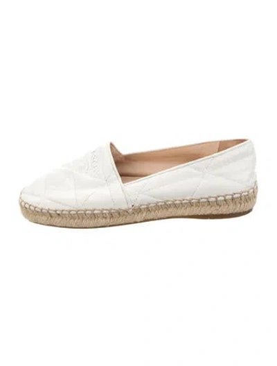 Pre-owned Prada Leather Espadrilles In White