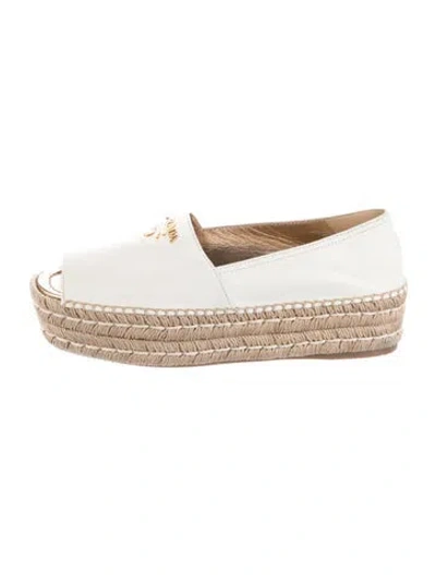 Pre-owned Prada Leather Espadrilles In White