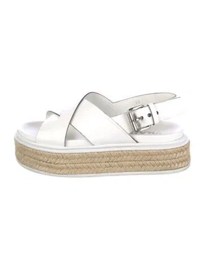 Pre-owned Prada Leather Espadrilles In White