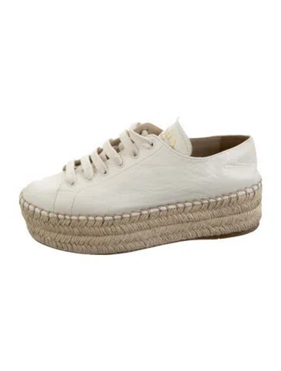 Pre-owned Prada Leather Espadrilles In White