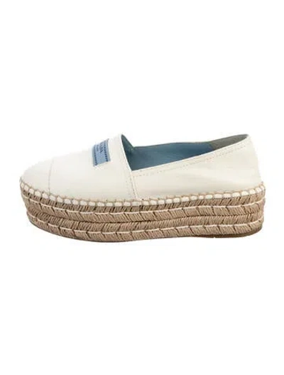 Pre-owned Prada Leather Espadrilles In White