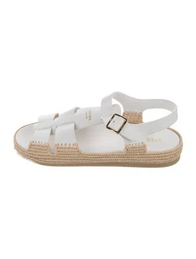 Pre-owned Prada Leather Espadrilles In White