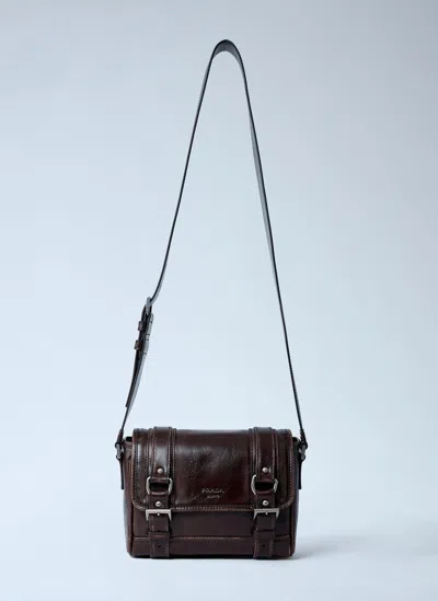 Prada Leather Explore Crossbody Bag In Brown