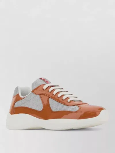 Prada Leather Fabric Americas Cup Sneakers Panels In Brown