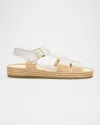 Prada Leather Fisherman Espadrille Sandals In White