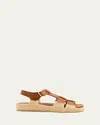 Prada Leather And Raffia Sandals In Cuoio