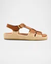 Prada Leather And Raffia Sandals In Cuoio